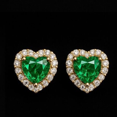 Aretes Esmeralda Corazón Oro