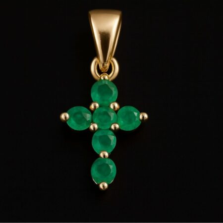 Dije Cruz Esmeralda Oro 18K
