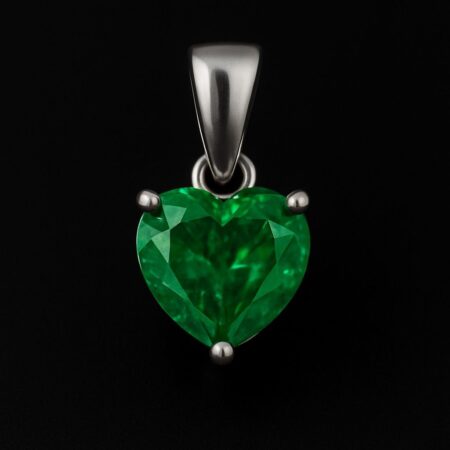 Dije Esmeralda Corazón Plata/Oro Blanco 18K