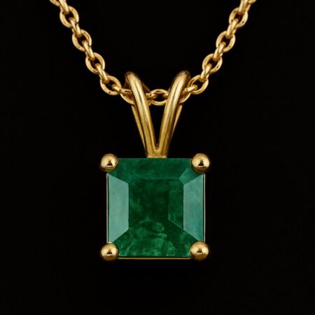 Dije Esmeralda Cuadrada Oro 18K