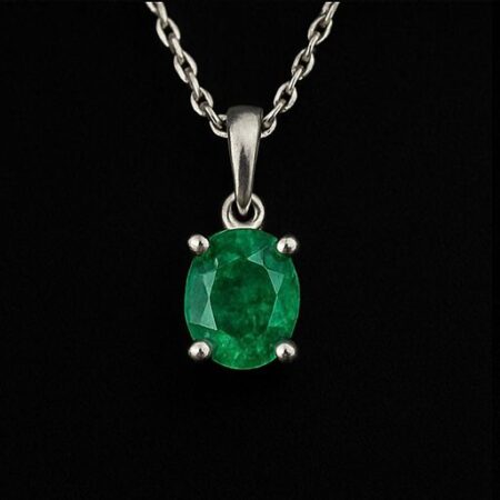 Dije Esmeralda Óvalo Plata/Oro Blanco 18K