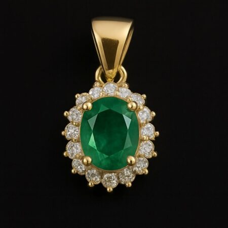 Dije Esmeralda Óvalo Oro 18K