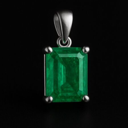 Dije Esmeralda Rectangular Plata/Oro Blanco 18K