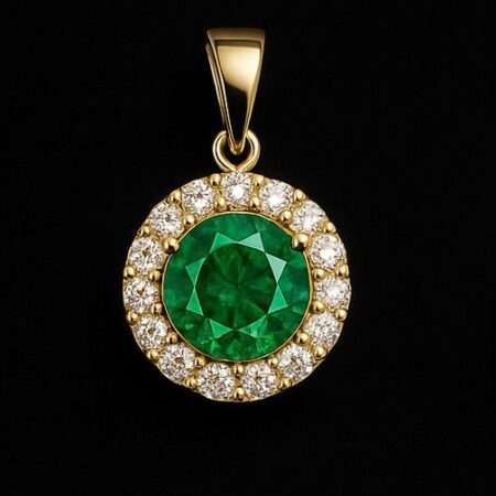 Dije Esmeralda Redonda Oro 18K