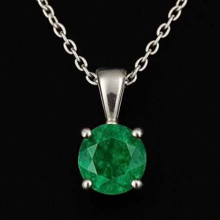 Dije Esmeralda Redonda Plata/Oro Blanco 18K