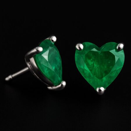 Topos Esmeralda Corazón Plata/Oro Blanco 18K