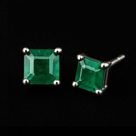 Topos Esmeralda Cuadrada Plata/Oro Blanco 18K