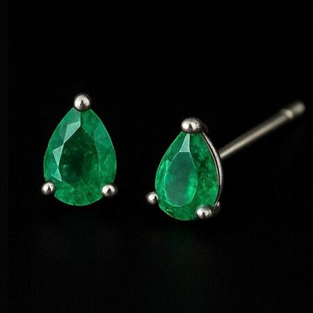 Topos Esmeralda Lágrima Plata/Oro Blanco 18K