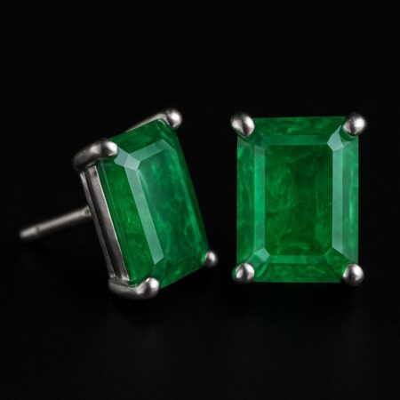 Topos Esmeralda Rectangular Plata/Oro Blanco 18K