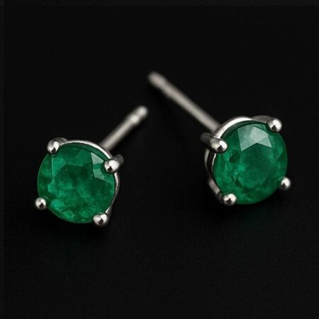 Topos Esmeralda Redonda Plata/Oro Blanco 18K